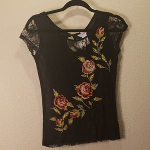 Candie's Black Rose Top